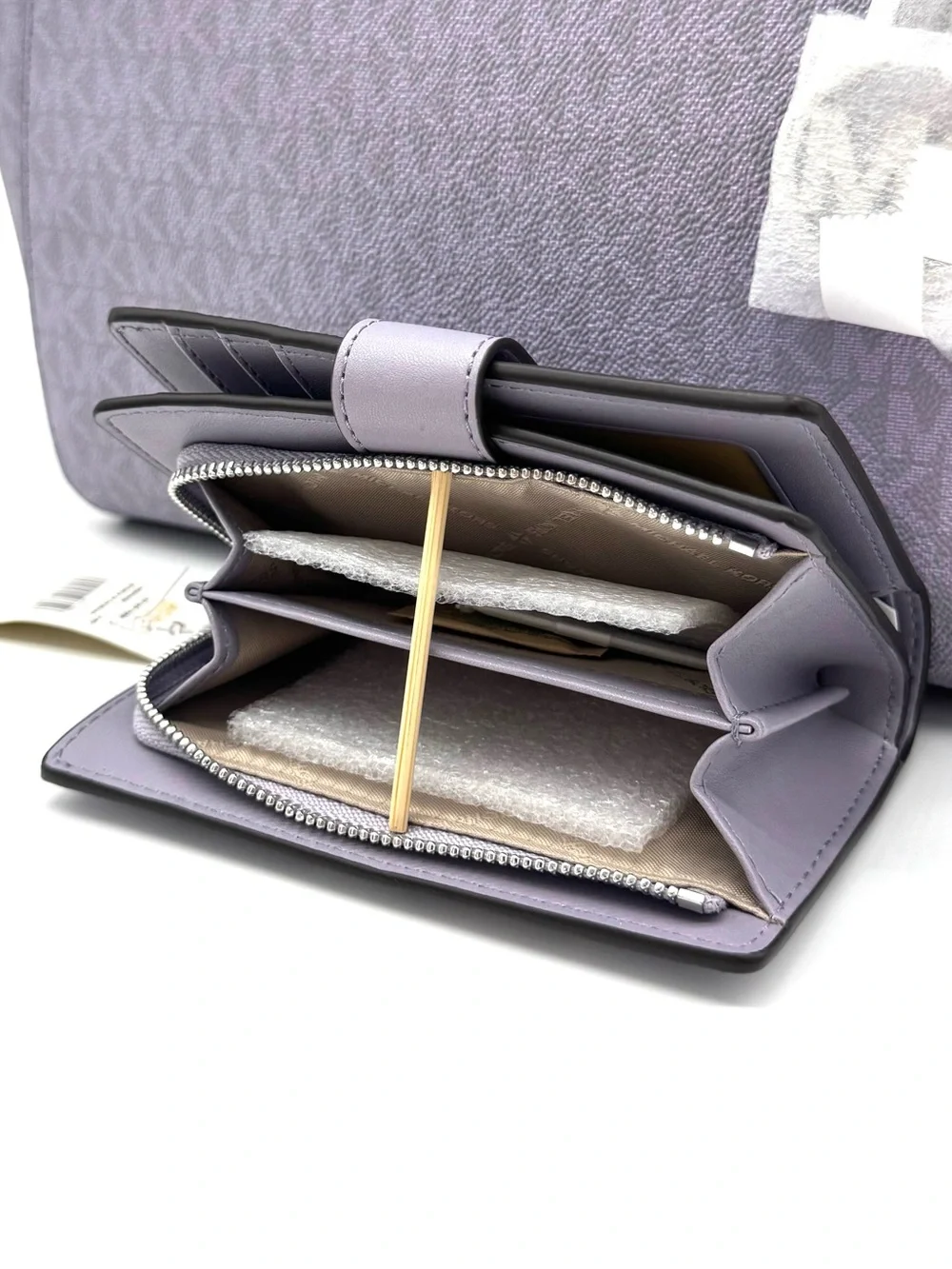 Michael Kors Large Signature Logo Shoulder Bag w Matching Bifold Wallet - Lilac